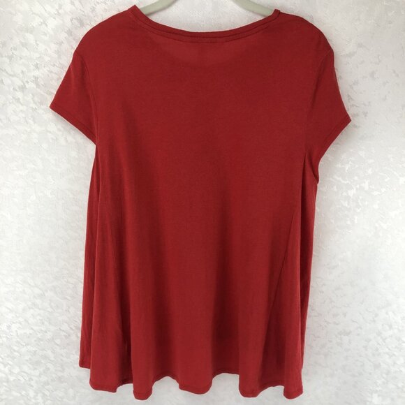 POPSUGAR Women's Red Cotton Blend Short Sleeve Tee Shirt Size M - Picture 2 of 9